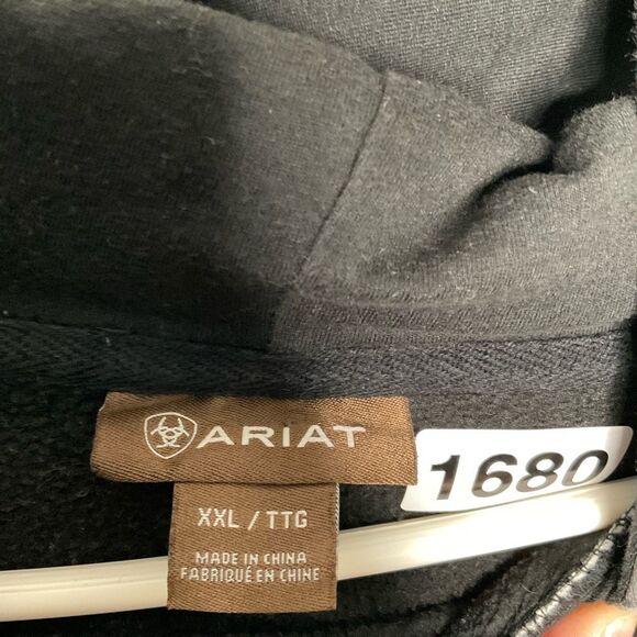 Ariat Pullover Mens XXL Hoodie Digital Camo Black Gray Patriot USA Flag Work Top - Picture 3 of 9